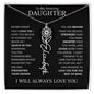 To My Daughter | Flower Name Necklace | Black - Polished Stainless Steel / Standard Box / April Shoptopia Jewelry
