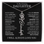 To My Daughter | Flower Name Necklace | Black - Polished Stainless Steel / Standard Box / June Shoptopia Jewelry