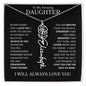 To My Daughter | Flower Name Necklace | Black - Polished Stainless Steel / Standard Box / August Shoptopia Jewelry