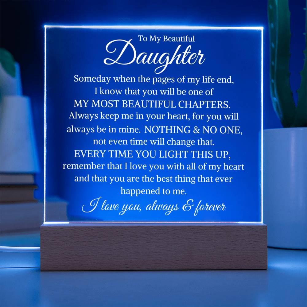 Daughter Love You Always and Forever | Acrylic LED Light - Shoptopia Jewelry