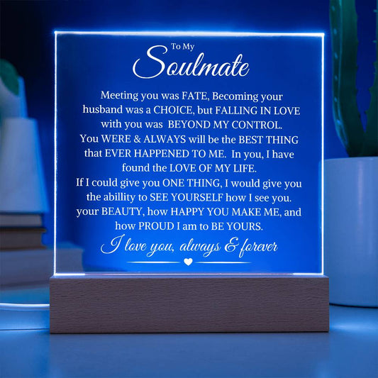 Soulmate "Beyond My Control" From Husband | Square LED Plaque