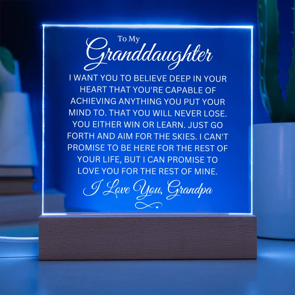 Granddaughter Love Grandpa "You Never Lose" |  Acrylic LED Night Light