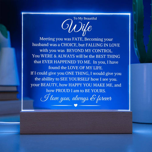 Wife "Beyond My Control" | Acrylic LED Light Plaque