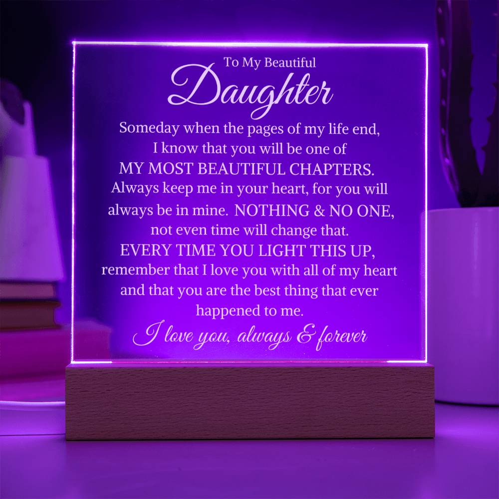 Daughter Love You Always and Forever | Acrylic LED Light - Shoptopia Jewelry