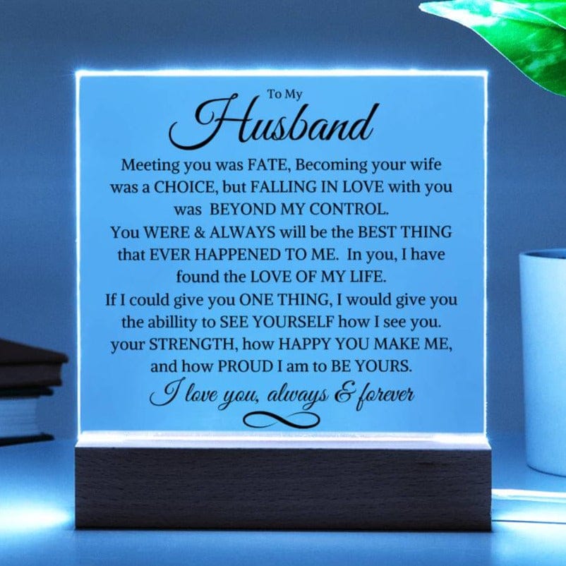 Husband "Beyond My Control" | Square LED Acrylic Night LIght - Shoptopia Jewelry