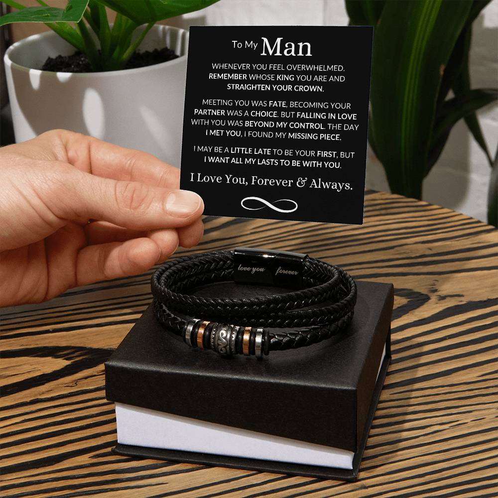 To My Man "Straighten Your Crown" | Men's "Love You Forever" Bracelet - Shoptopia Jewelry