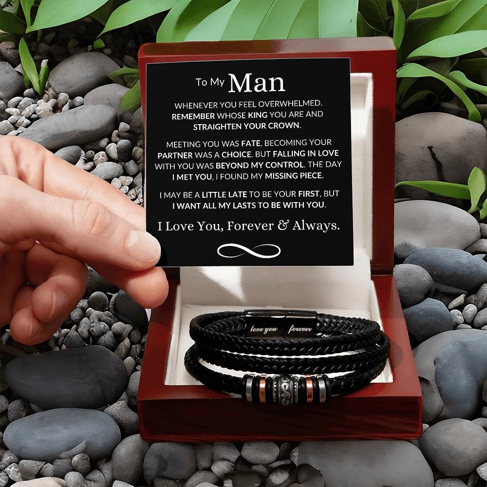 To My Man "Straighten Your Crown" | Men's "Love You Forever" Bracelet - Shoptopia Jewelry