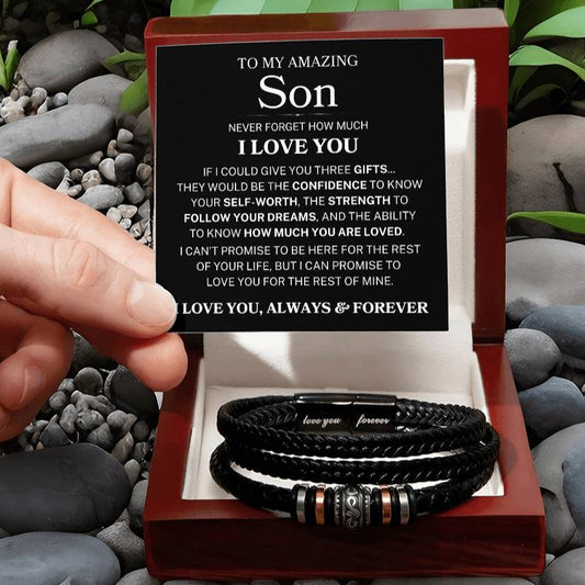Gift for Son "If I Could Give You Three Gifts" | Men's "Love You Forever" Bracelet