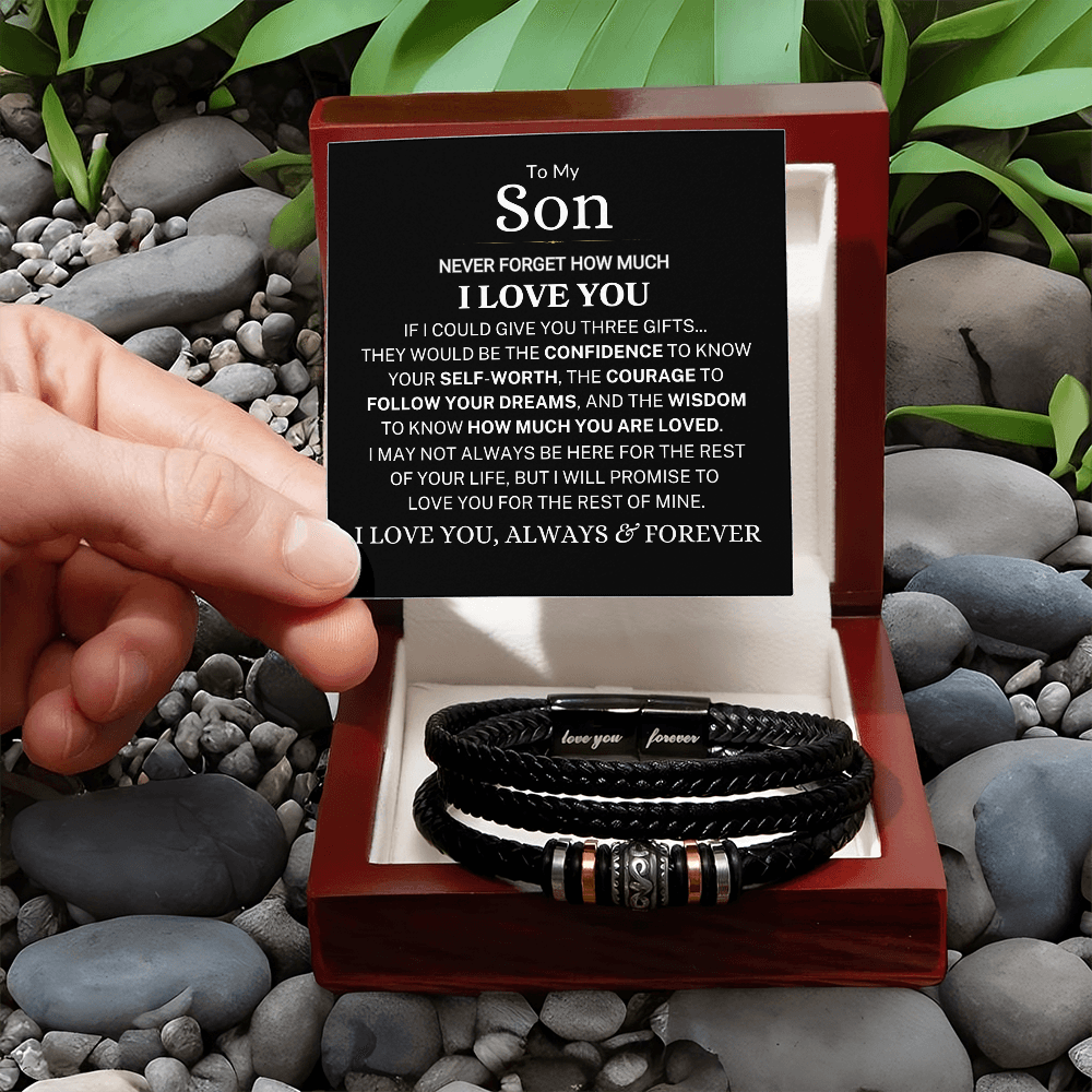 Gift for Son "If I Could Give You Three Gifts" | Men's "Love You Forever" Bracelet 2.0