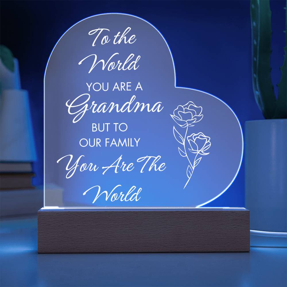 Grandma You are the World | Heart Acrylic LED Light - Shoptopia Jewelry