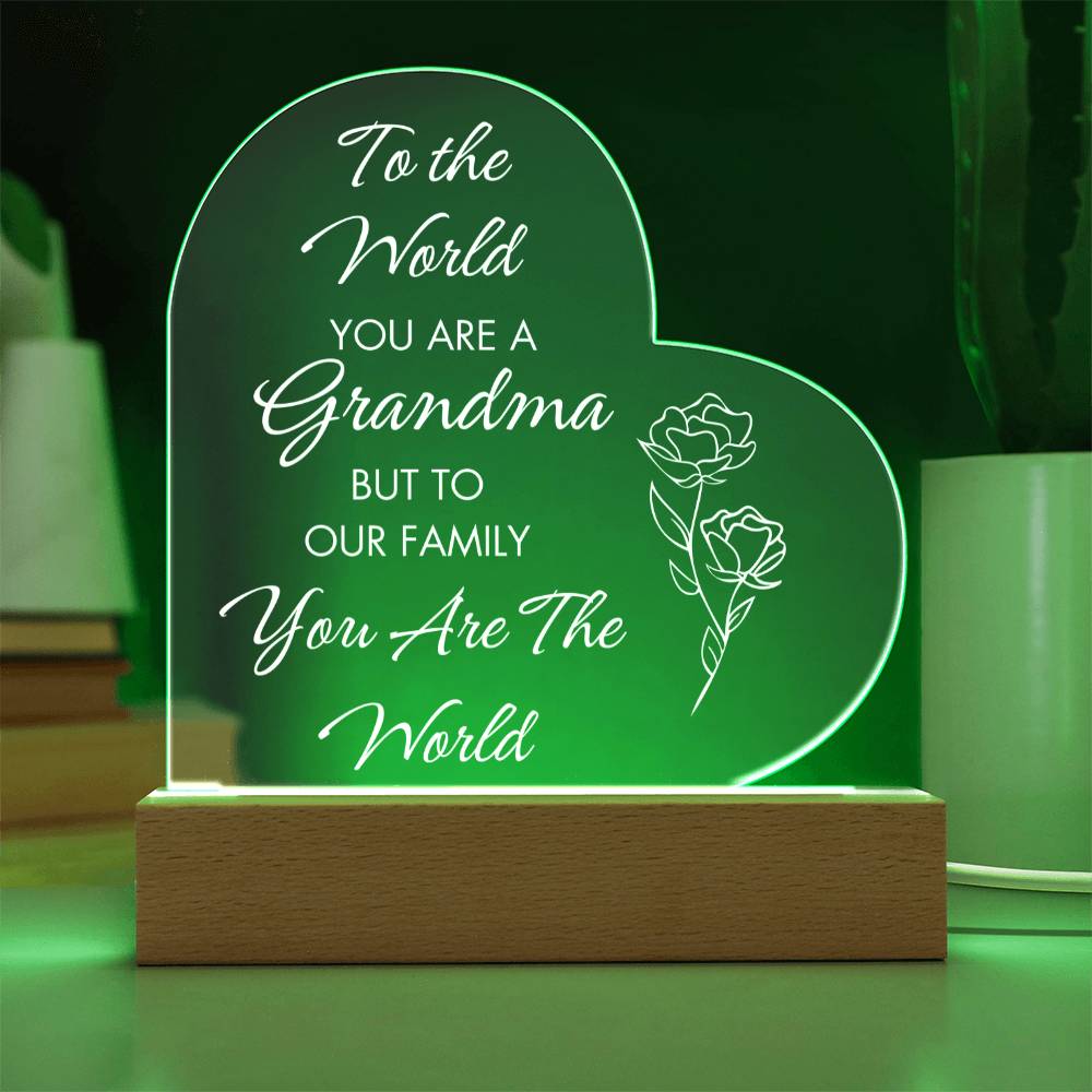 Grandma You are the World | Heart Acrylic LED Light - Shoptopia Jewelry