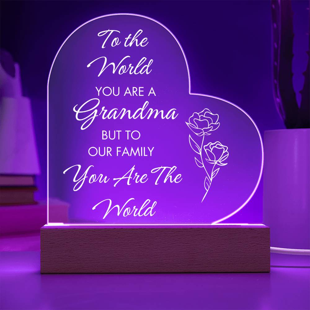 Grandma You are the World | Heart Acrylic LED Light - Shoptopia Jewelry