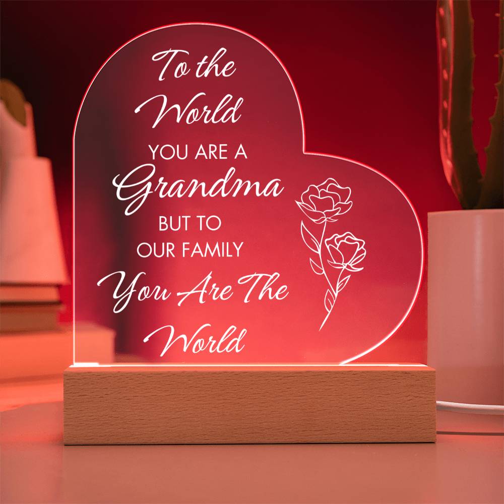 Grandma You are the World | Heart Acrylic LED Light - Shoptopia Jewelry