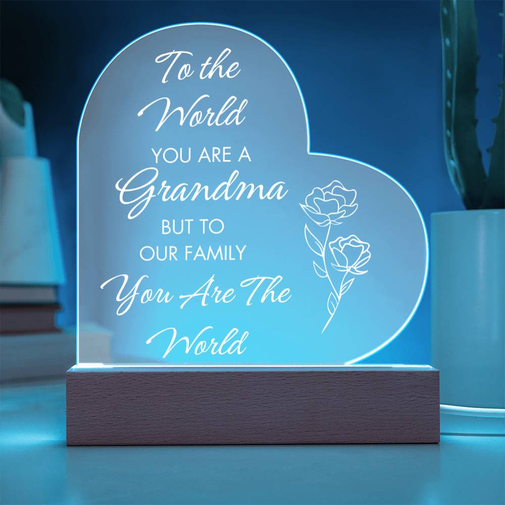 Grandma You are the World | Heart Acrylic LED Light - Shoptopia Jewelry