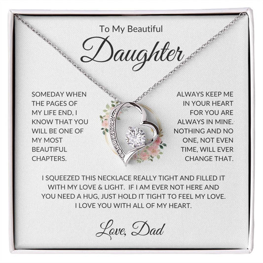 Daughter Love Dad "Most Beautiful Chapters" | Forever Love Necklace - 14k White Gold Finish / Standard Box Shoptopia Jewelry