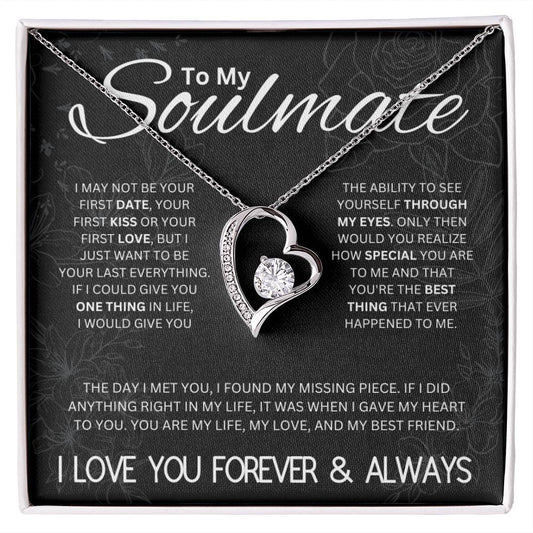 To My Soulmate | "My Life, My Love & My Best Friend" | Forever love Necklace - 14k White Gold Finish / Standard Box Shoptopia Jewelry