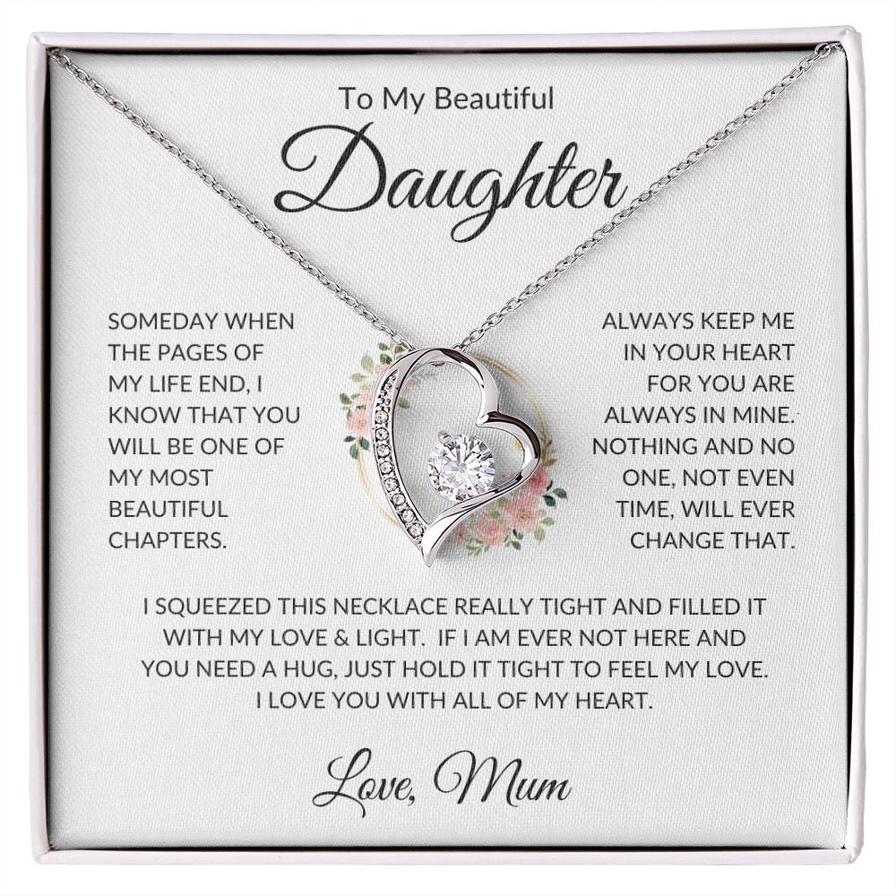 Daughter Love Mum | Forever Love Necklace - 14k White Gold Finish / Standard Box Shoptopia Jewelry