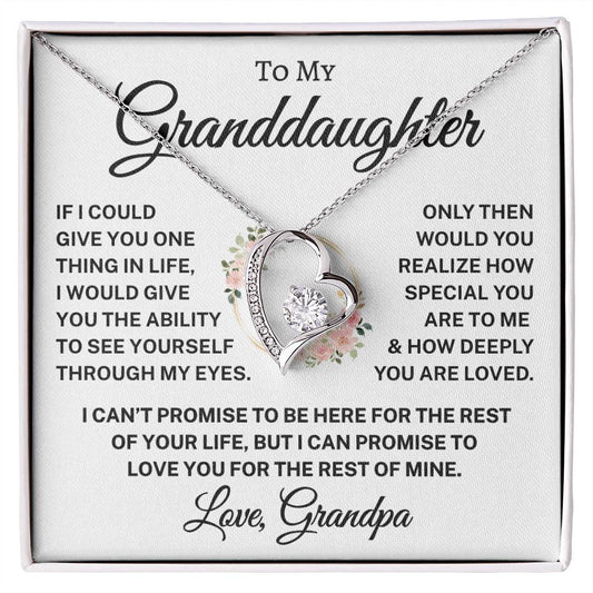 Gift for Granddaughter Love Grandpa "How Deeply You Are Loved" | Flower Wreath |  Forever Love Necklace