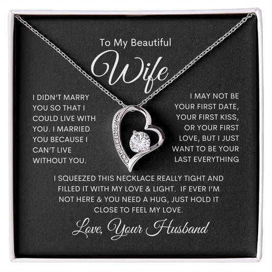Wife "Last Everything" | Forever Love Necklace - 14k White Gold Finish / Standard Box Shoptopia Jewelry