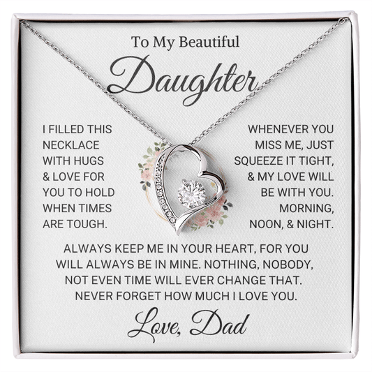 Daughter Love Dad  "Hugs & Love" | Forever Love Necklace