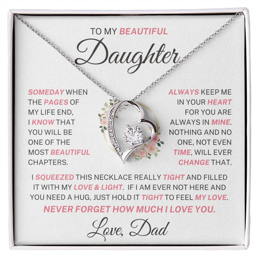 Daughter Love Dad "Most Beautiful Chapters" Pink | Forever Love Necklace