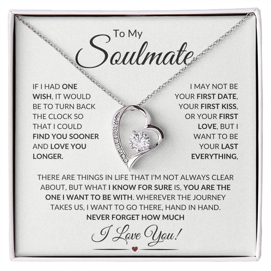 Soulmate "Last Everything" w | Forever Love Necklace . - 14k White Gold Finish / Standard Box Shoptopia Jewelry