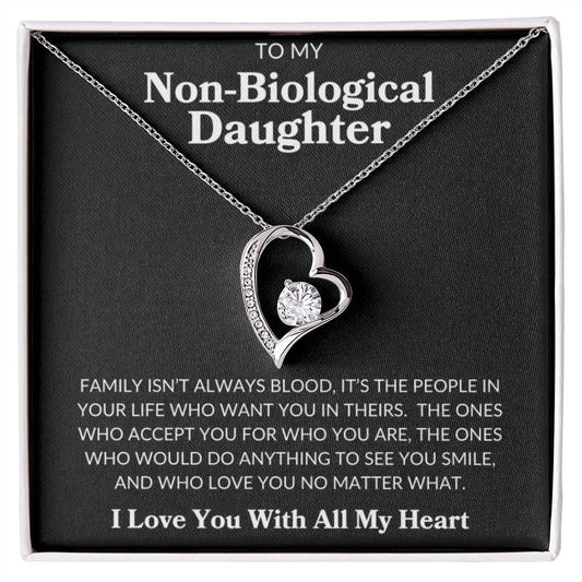 To My Non Biological Daughter | Forever Love Necklace - 14k White Gold Finish / Standard Box Shoptopia Jewelry