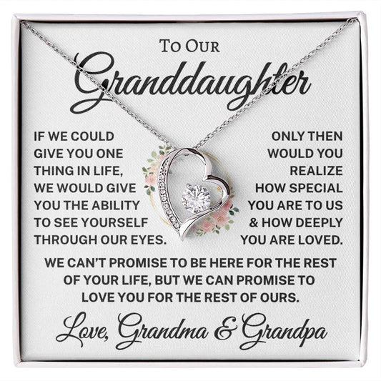 Gift for Granddaughter Love Grandma & Grandpa "How Deeply You Are Loved" | Flower Wreath | Forever Love Necklace