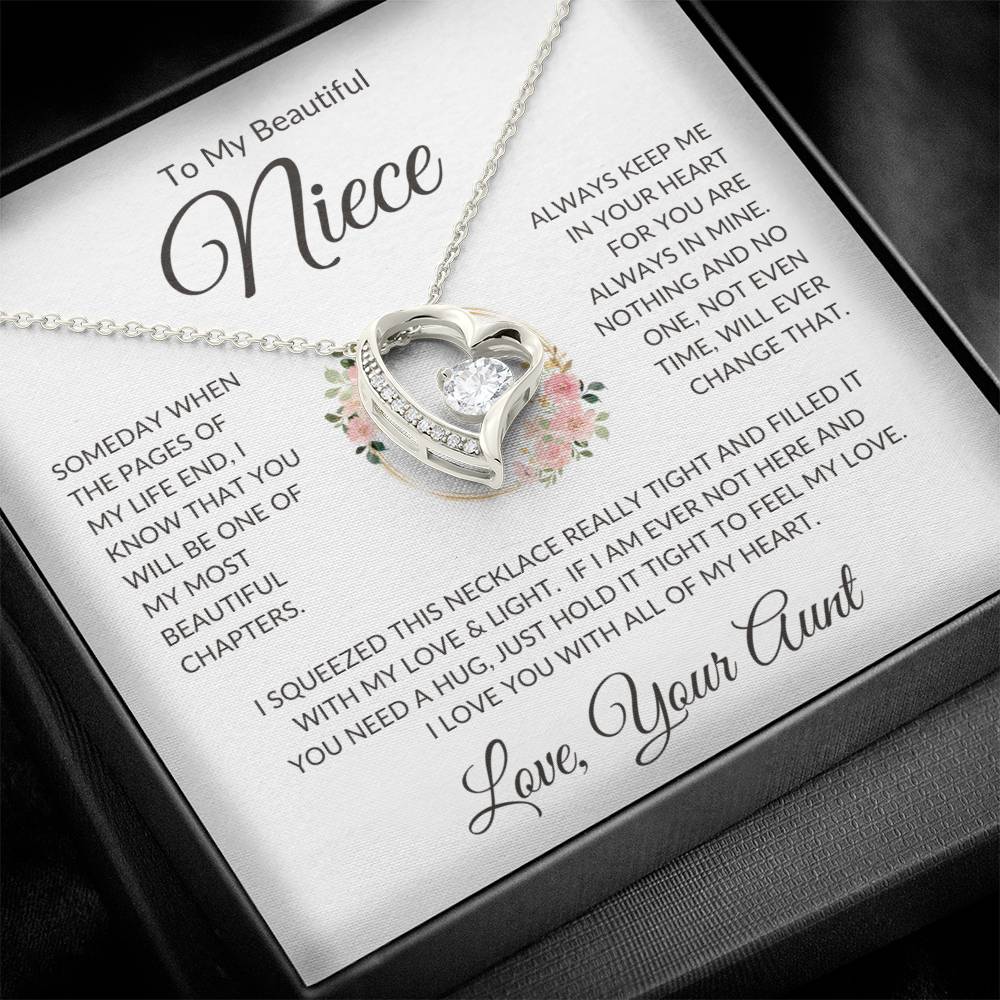 Niece Love Aunt "Beautiful Chapters" | Forever Heart Necklace