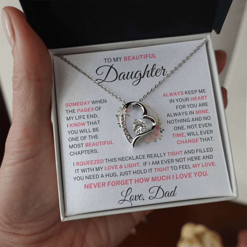 Daughter Love Dad "Most Beautiful Chapters" Pink | Forever Love Necklace