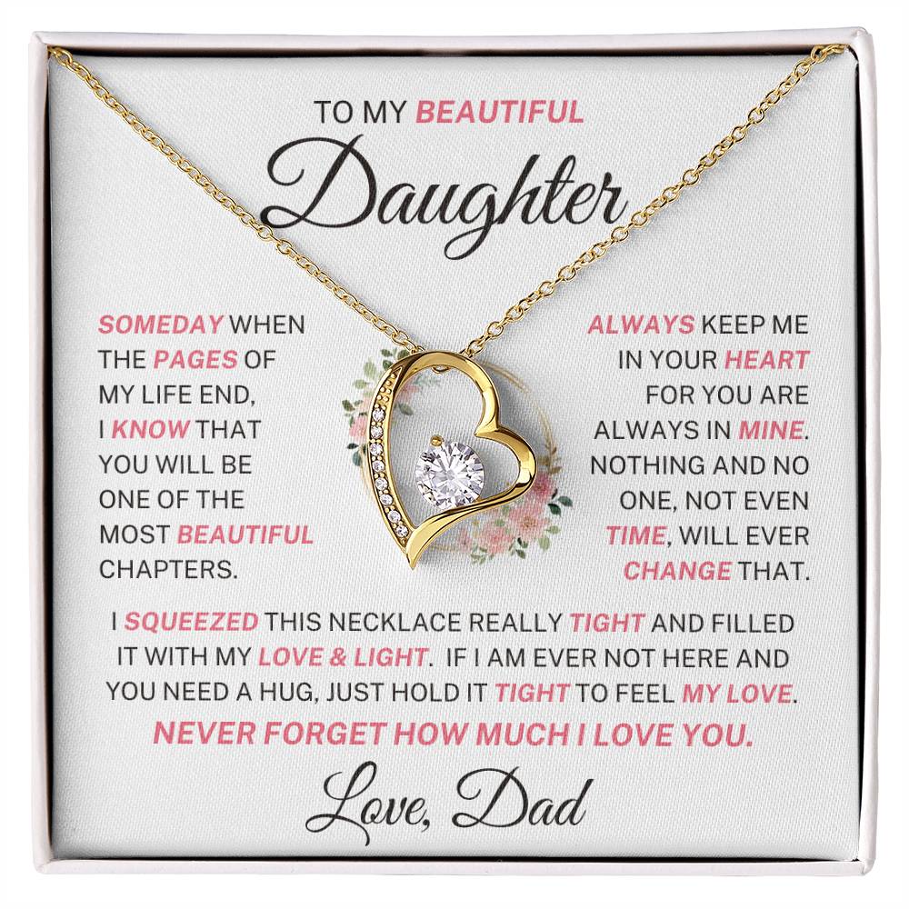 Daughter Love Dad "Most Beautiful Chapters" Pink | Forever Love Necklace