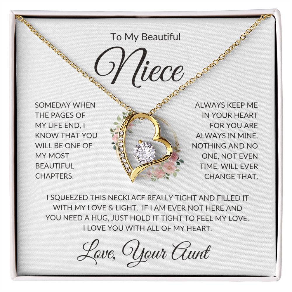 Niece Love Aunt "Beautiful Chapters" | Forever Heart Necklace