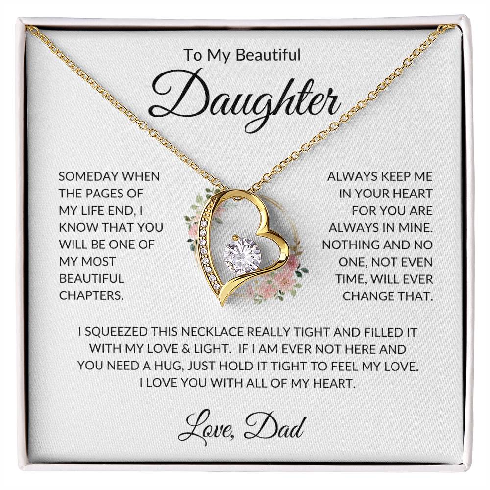 Daughter Love Dad "Most Beautiful Chapters" | Forever Love Necklace - 18k Yellow Gold Finish / Standard Box Shoptopia Jewelry