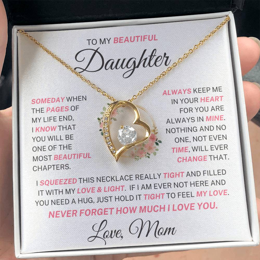 Daughter Love Mom "Most Beautiful Chapters" Pink | Forever Love Necklace