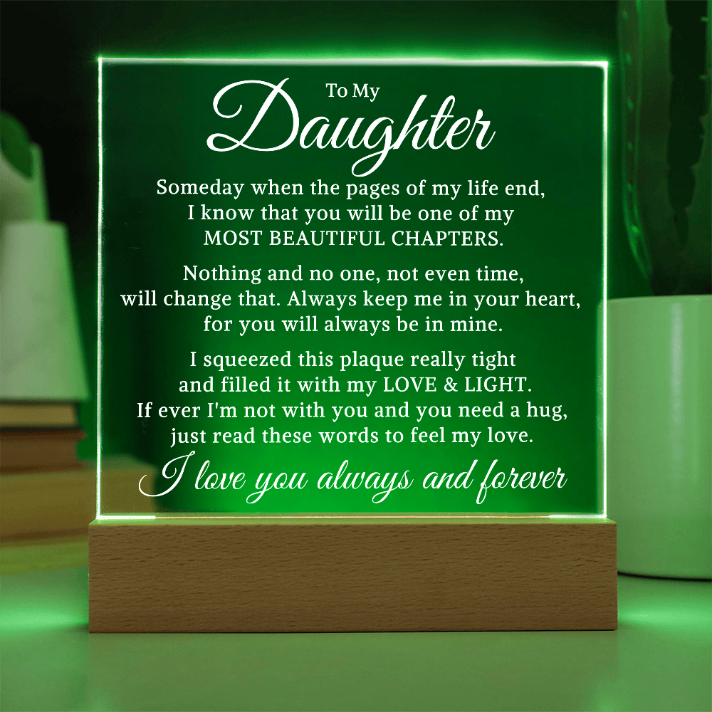 Gift for My Daughter "Most Beautiful Chapters" | Acrylic Plaque With Lighted Base