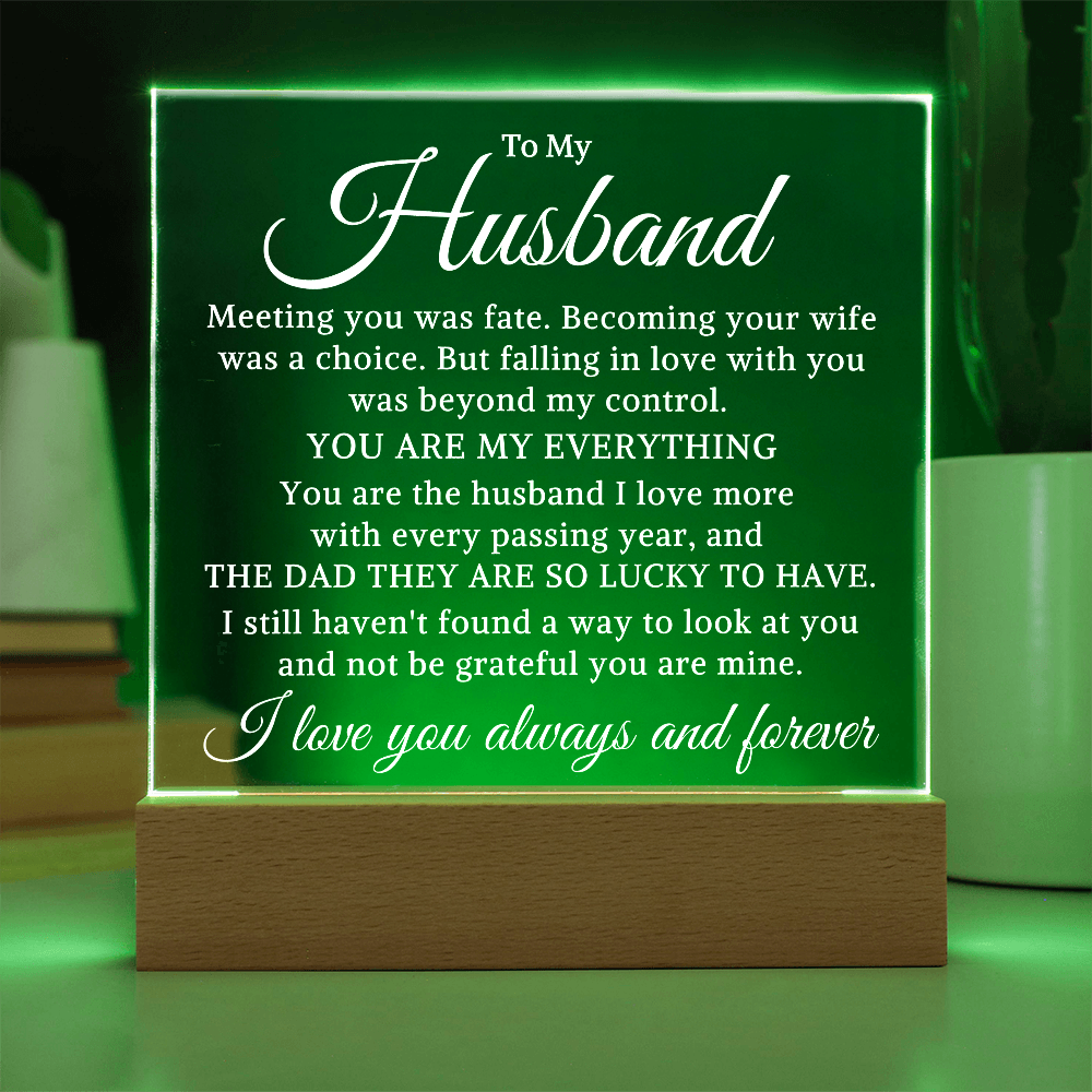 Gift for My Husband "You Are My Everything" | Acrylic Plaque With Lighted Base