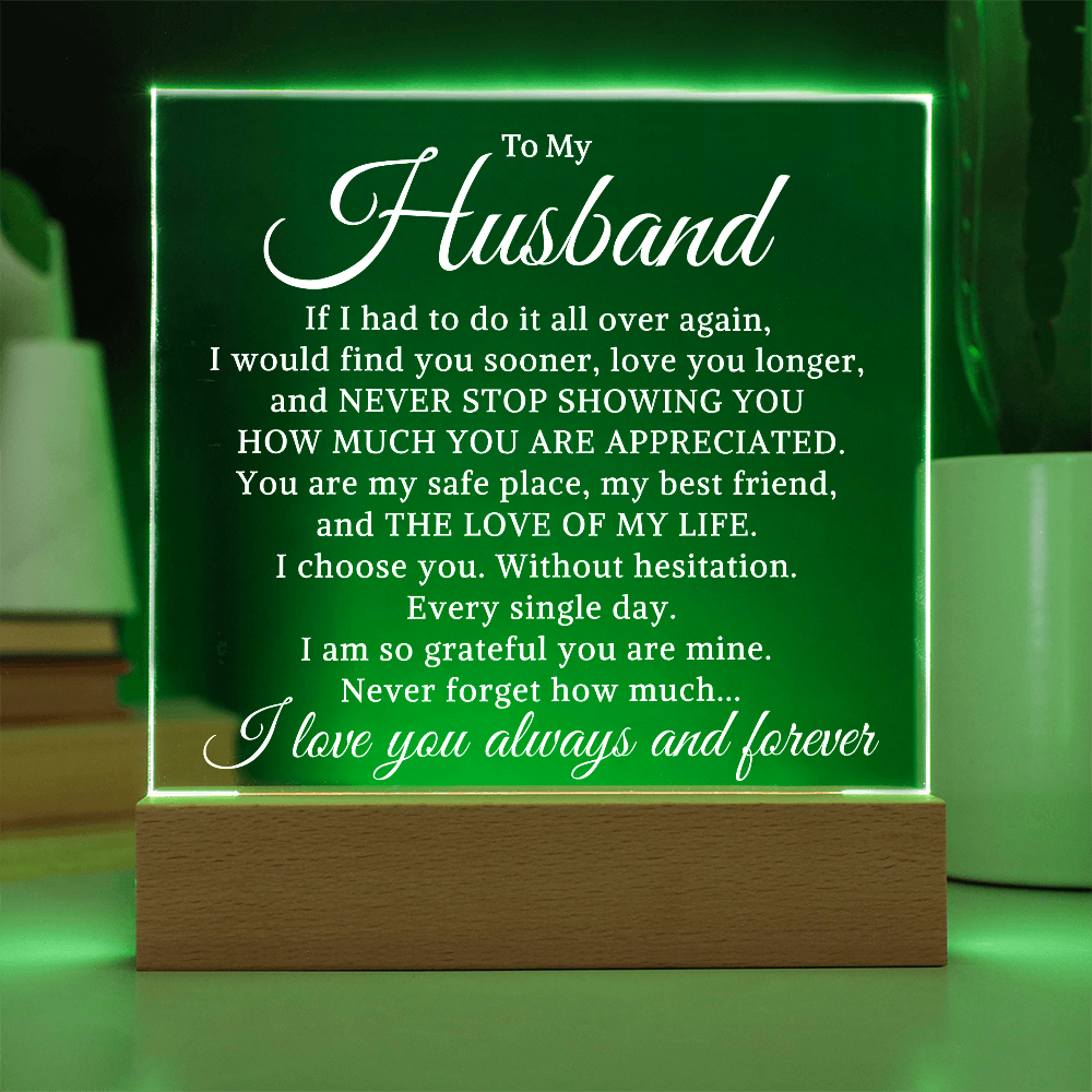 Gift for My Husband "I Choose You" | Acrylic Plaque With Lighted Base
