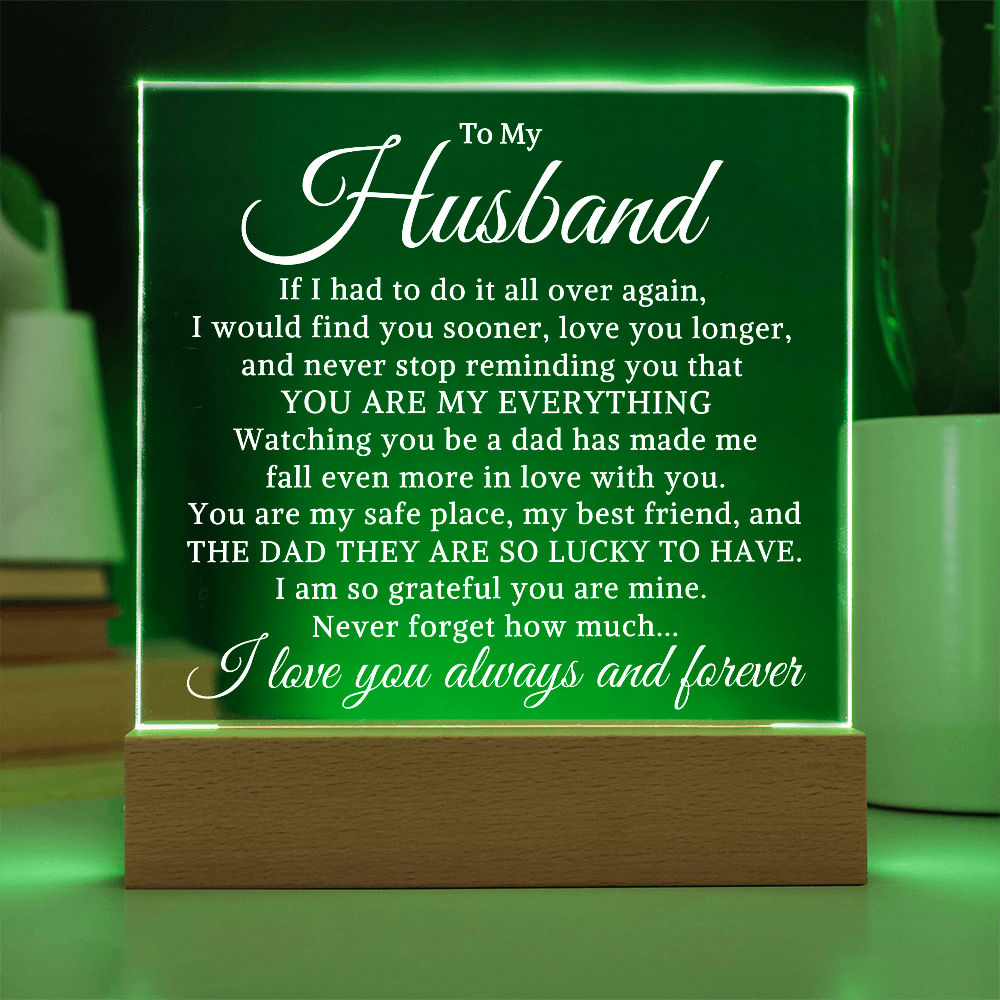 Gift for My Husband "Lucky to Have You" | Acrylic Plaque With Lighted Base