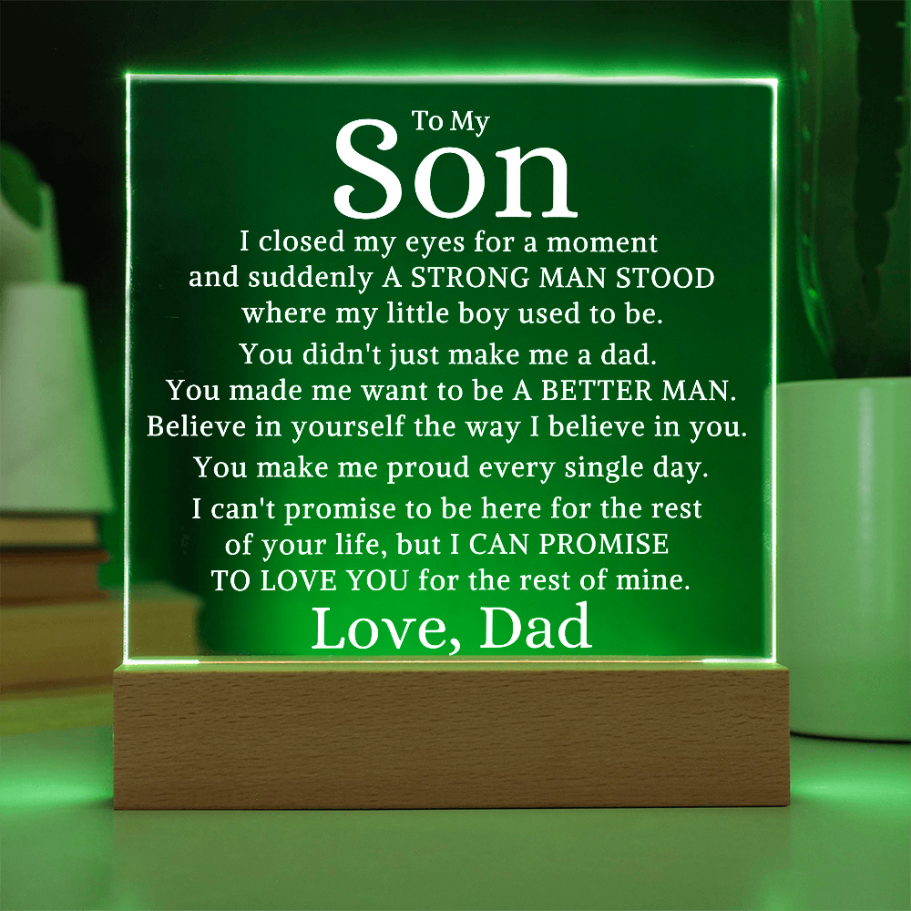 Gift for My Son "A Better Man" | Acrylic Plaque With Lighted Base
