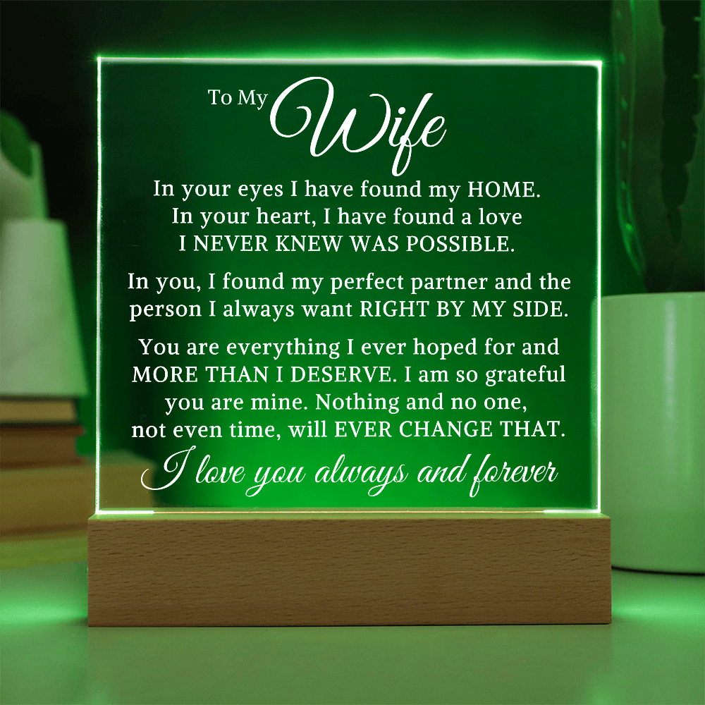 Gift for Wife "In Your Eyes" | Acrylic Plaque With Lighted Base