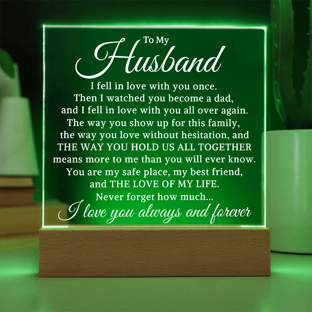 Gift for My Husband "All Over Again" | Acrylic Plaque With Lighted Base
