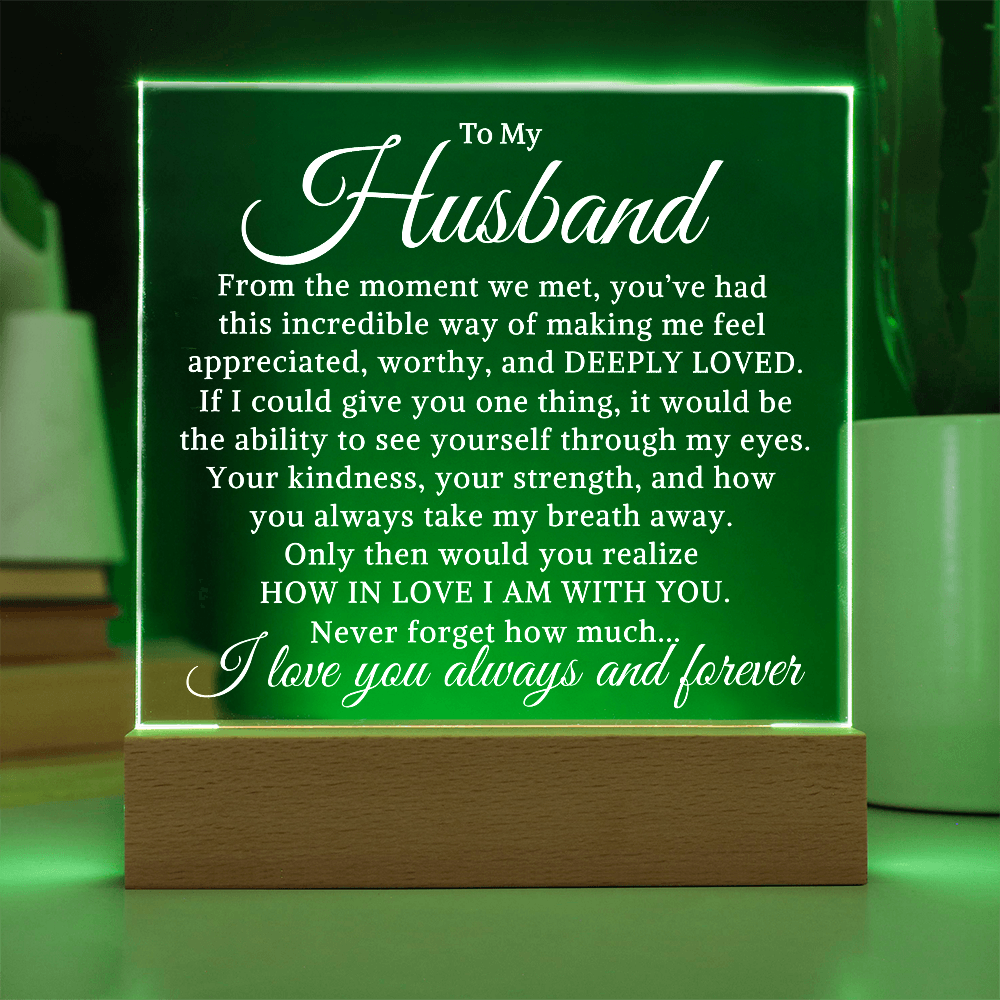 Gift for My Husband "How In Love I Am" | Acrylic Plaque With Lighted Base