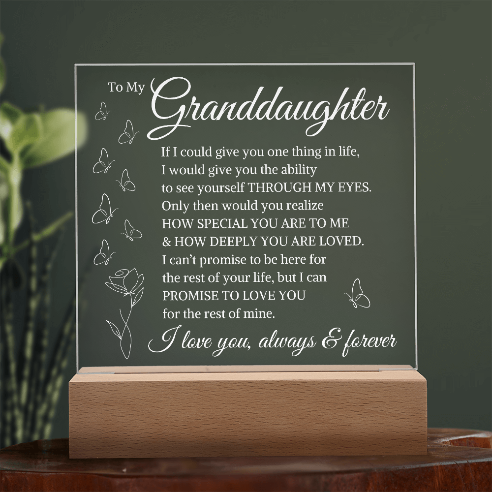 Gift for Granddaughter "How Deeply You Are Loved" Butterfly | Acrylic Square Plaque