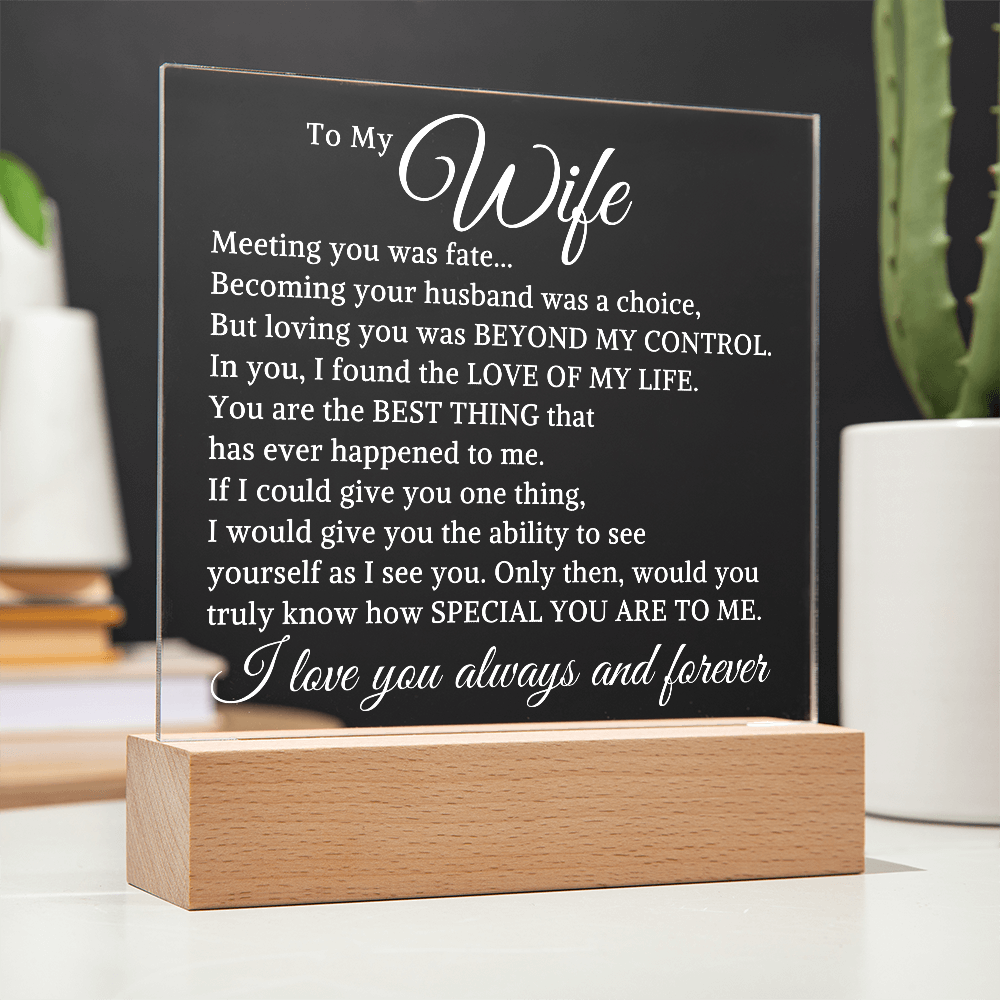 Gift for Wife "I Found The Love of My Life" | Acrylic Plaque With Lighted Base
