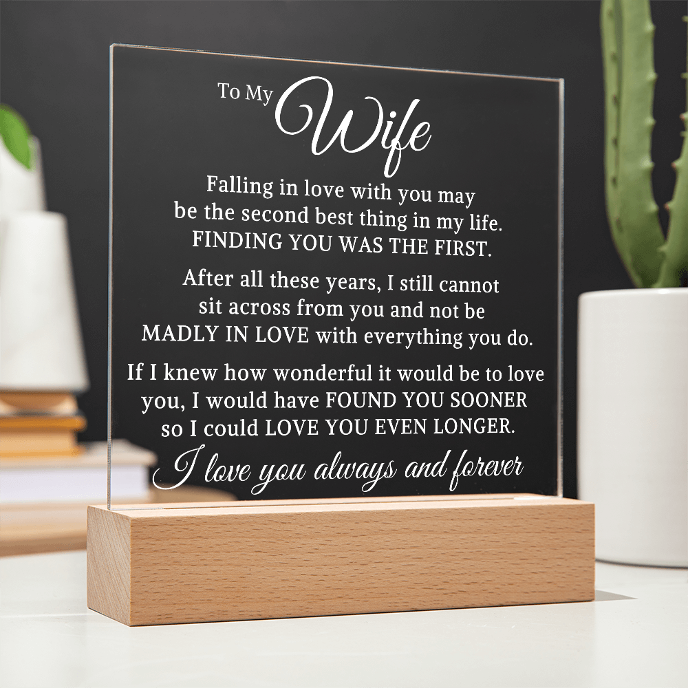 Gift for My Wife "Falling In Love" | Acrylic Plaque With Lighted Base