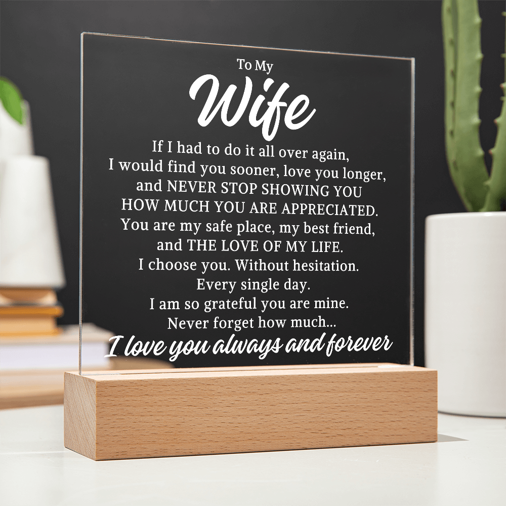Gift for My Wife "I Choose You" | Acrylic Plaque With Lighted Base