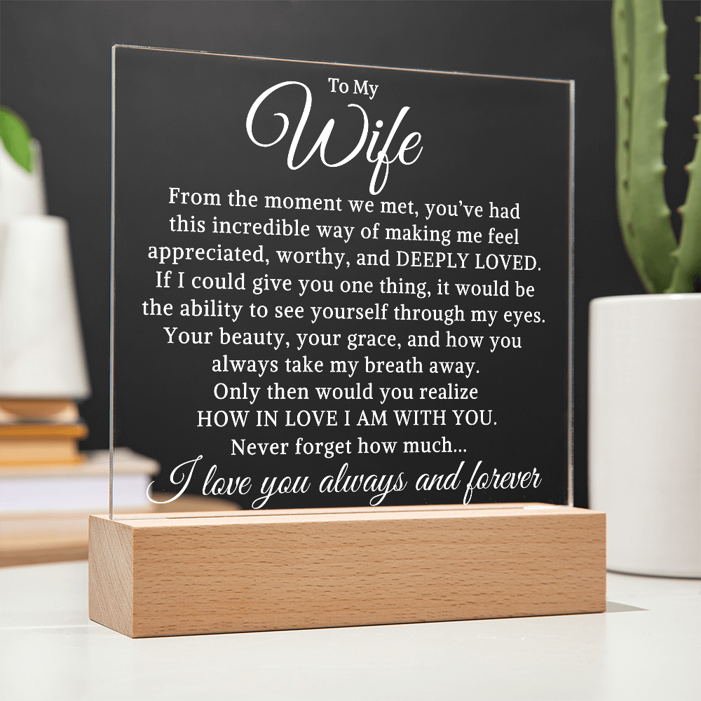 Gift for My Wife "How In Love I Am" | Acrylic Plaque With Lighted Base