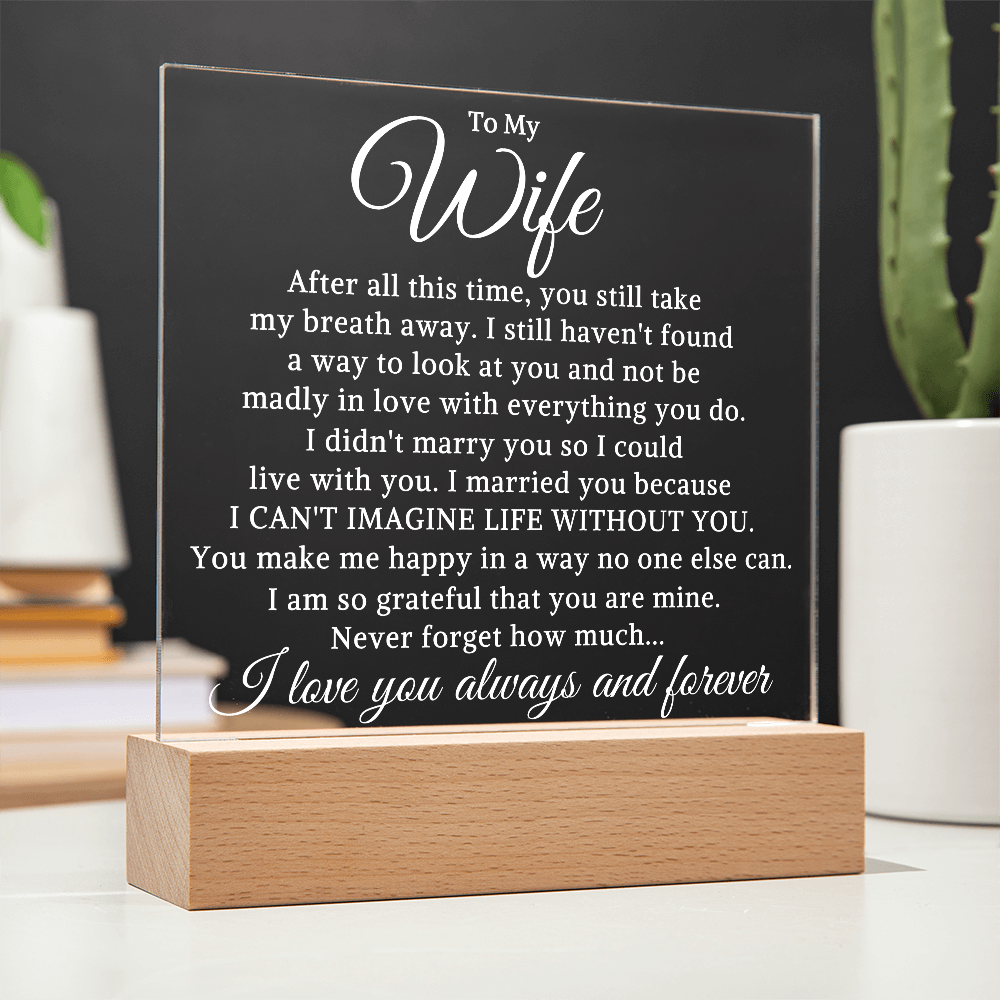 Gift for My Wife "Madly In Love" | Acrylic Plaque With Lighted Base