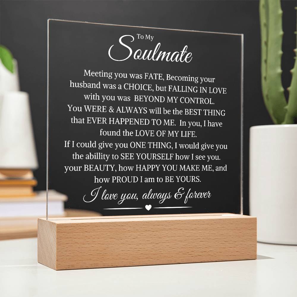 Soulmate "Beyond My Control" From Husband | Square LED Plaque