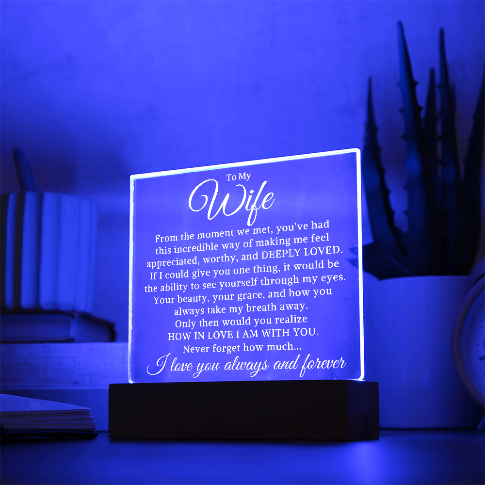 Gift for My Wife "How In Love I Am" | Acrylic Plaque With Lighted Base